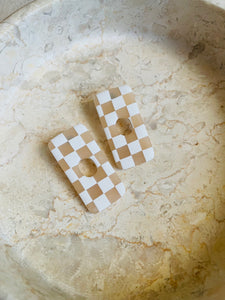Rectangle Oversized Studs // Translucent Checkers